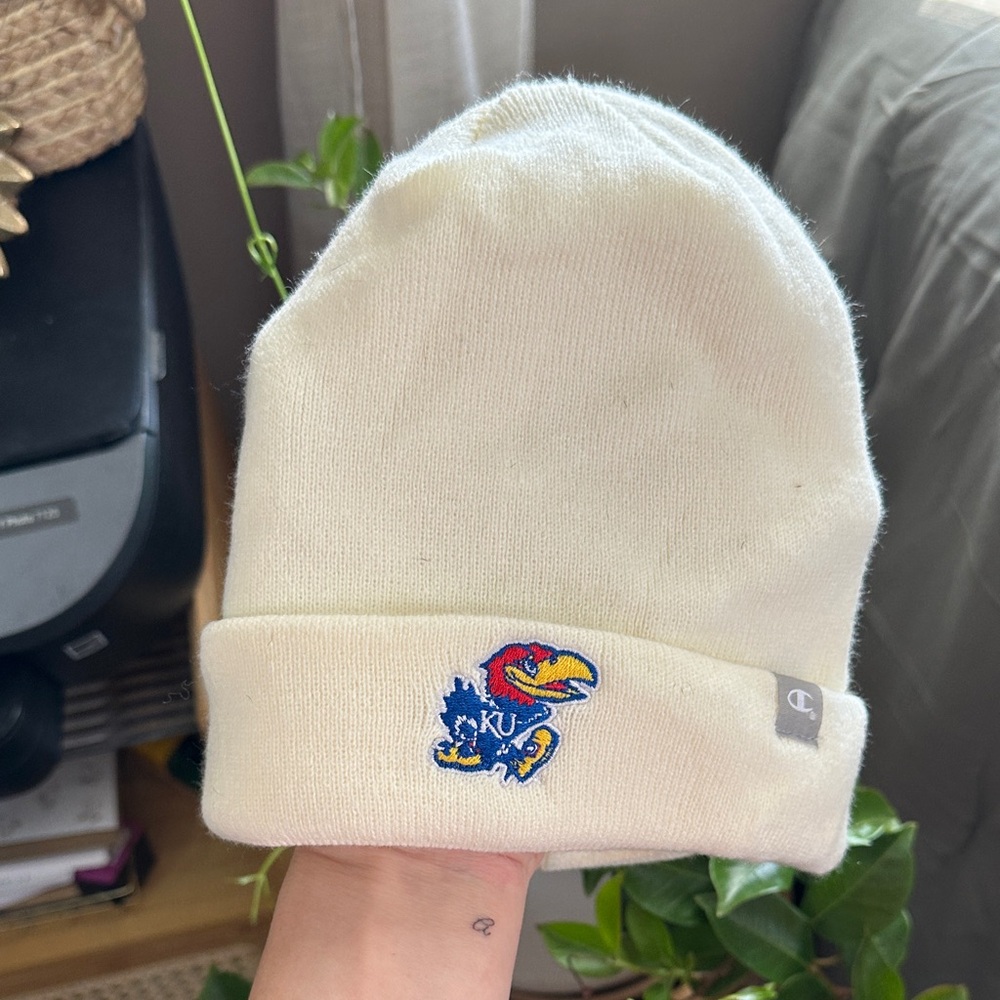 Champion Kansas jayhawk Cream Beanie with Colorful Logo